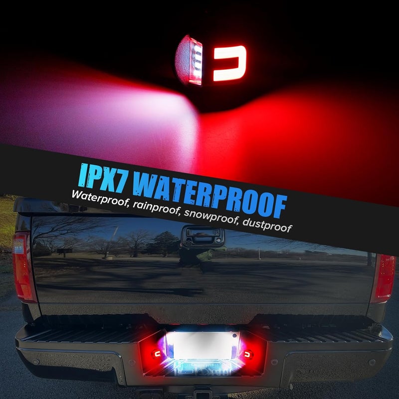 LUDARM LED License Plate Light Compatible with F150 1990-2014 F250 F350 1980-1999 F250 F350 F450 F550 super duty1999-2016 Bronco80-96 Ranger83-11 6500K Tag White Light&C-Shaped Rear Parking Red Light - Image 5